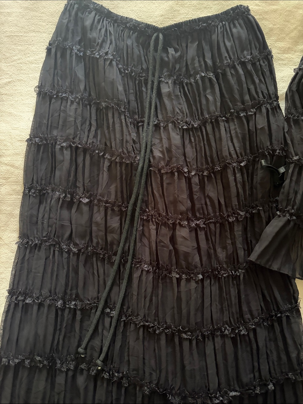 Amazon Black Smocked Maxi Skirt